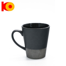 Factory price matte black color ceramic mug with handle